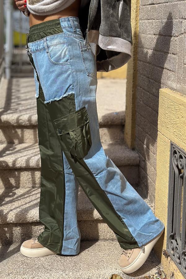 Tasarım Kot Pantolon Haki Renk