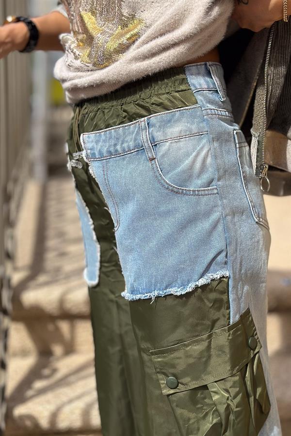 Tasarım Kot Pantolon Haki Renk