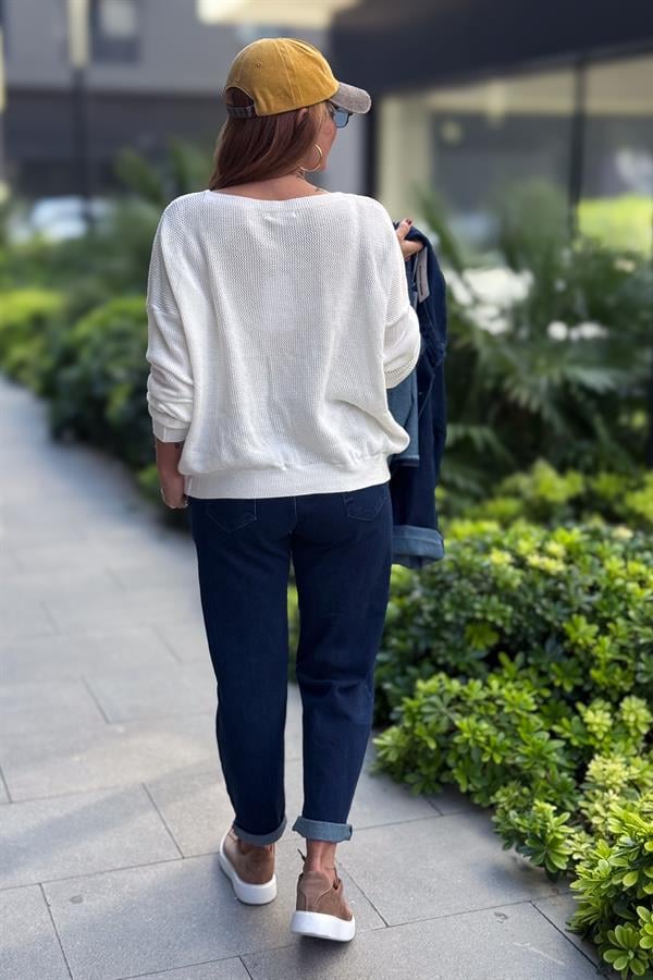 Teddy V Yaka Triko Beyaz Renk