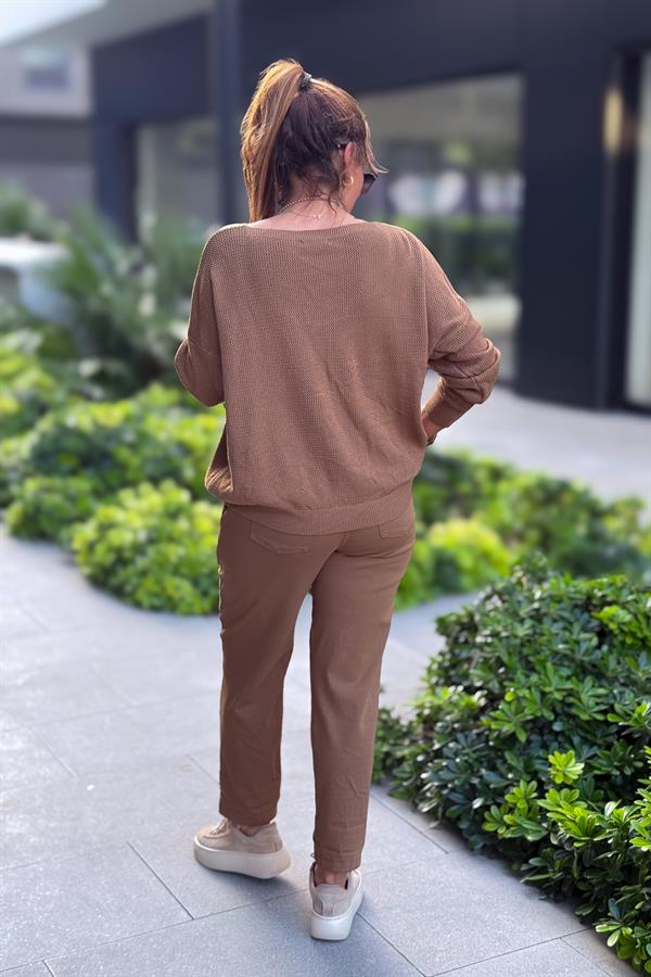 Teddy V Yaka Triko Deve Tüyü Renk