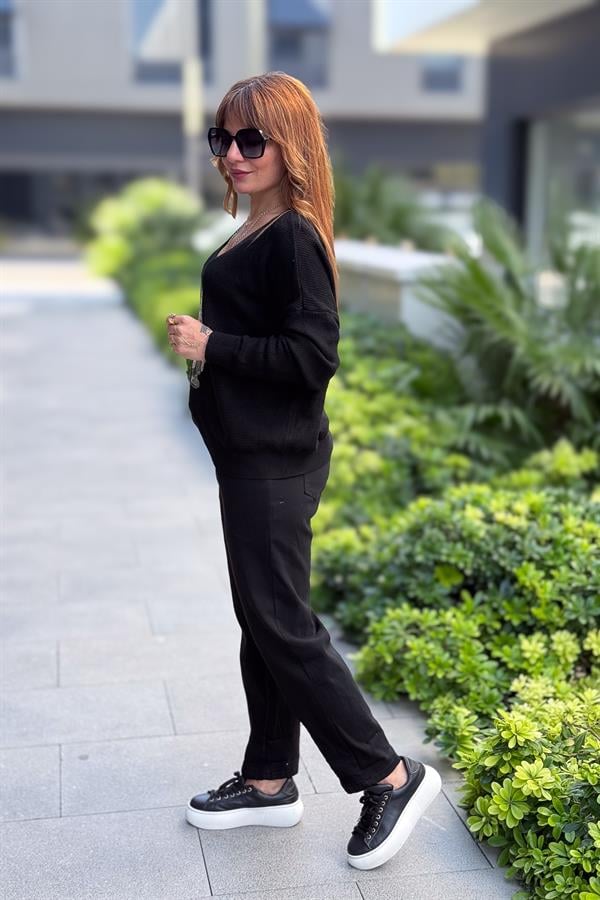 Teddy V Yaka Triko Siyah Renk