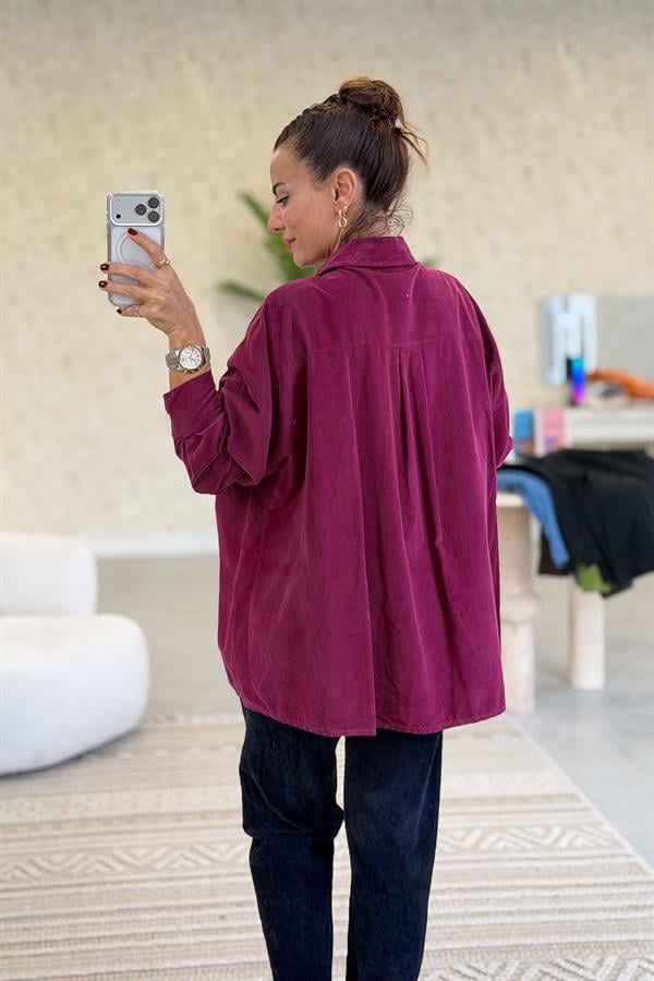 Tek Cepli Kadife Gömlek Siklemen Renk