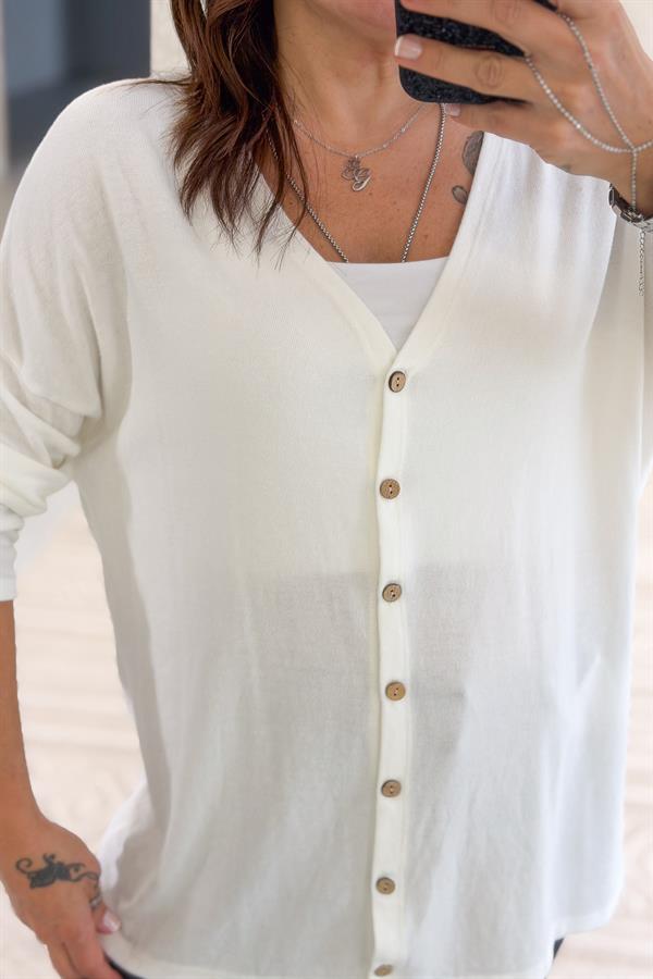 Triko Hırka Beyaz Renk