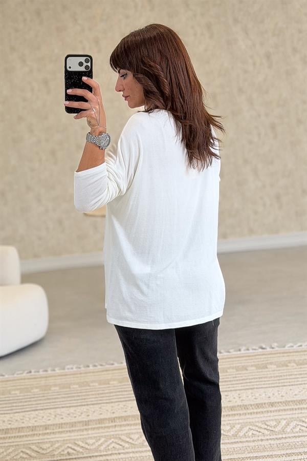 Triko Hırka Beyaz Renk