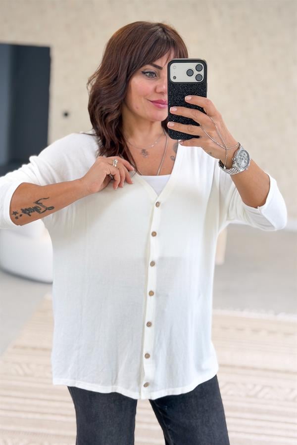 Triko Hırka Beyaz Renk