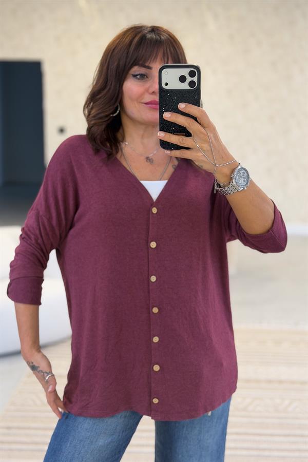 Triko Hırka Bordo Renk