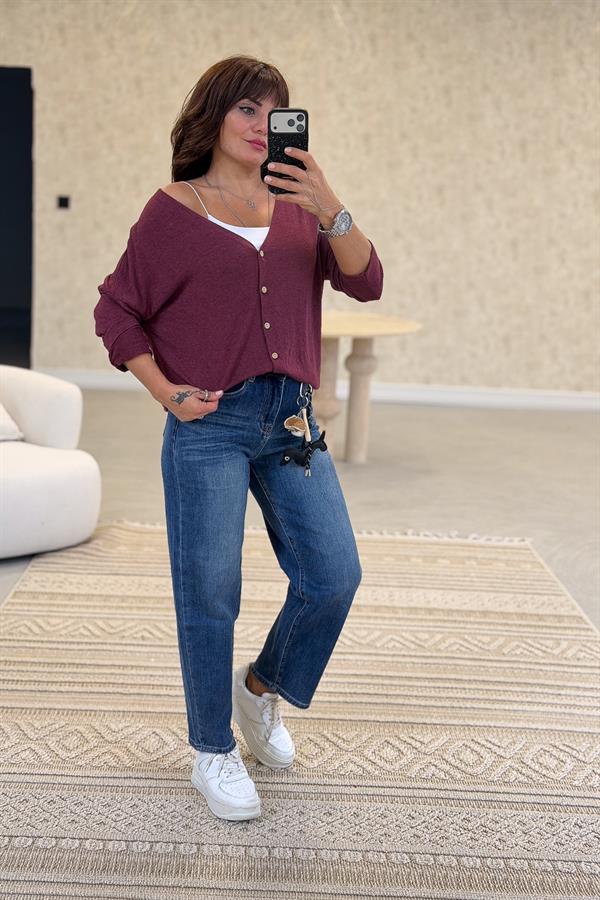 Triko Hırka Bordo Renk