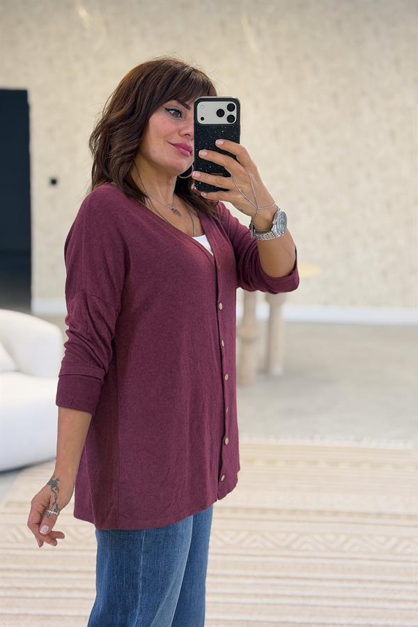 Triko Hırka Bordo Renk