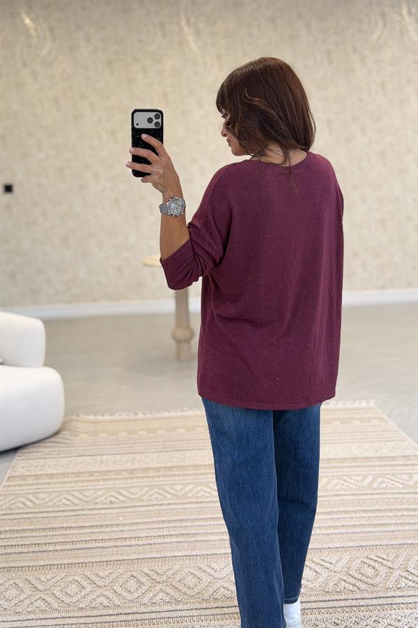 Triko Hırka Bordo Renk