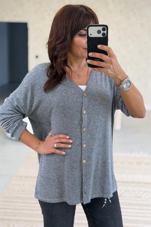 Triko Hırka Gri Renk