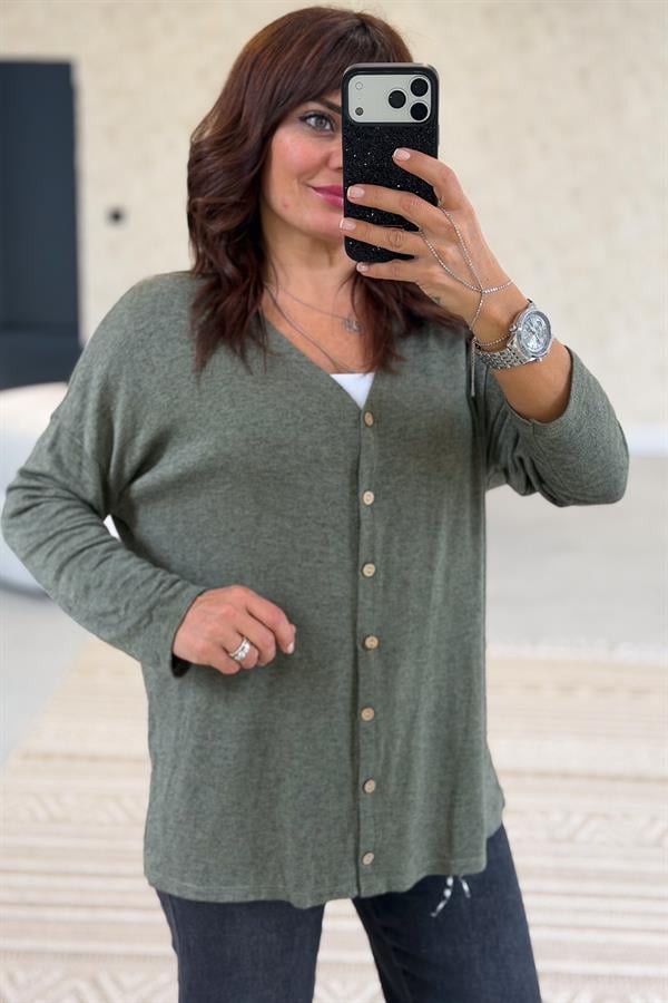 Triko Hırka Haki Renk