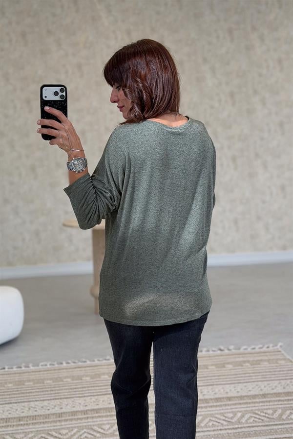 Triko Hırka Haki Renk