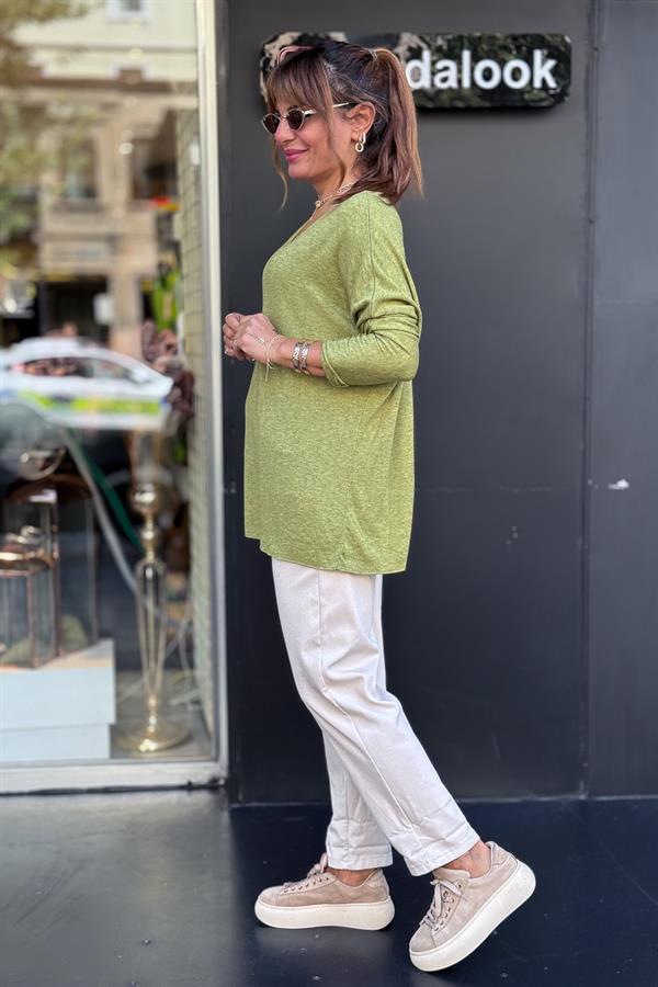 V Yaka Basic Triko Asit Renk