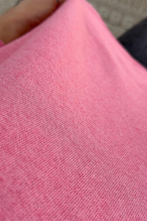 V Yaka Basic Triko Pembe Renk