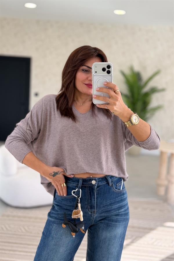 V Yaka Basic Triko Vizon Renk