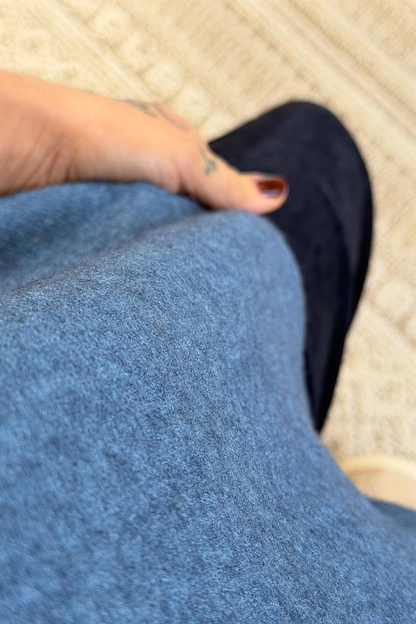 Yarım Kol Dik Yaka Triko İndigo Renk