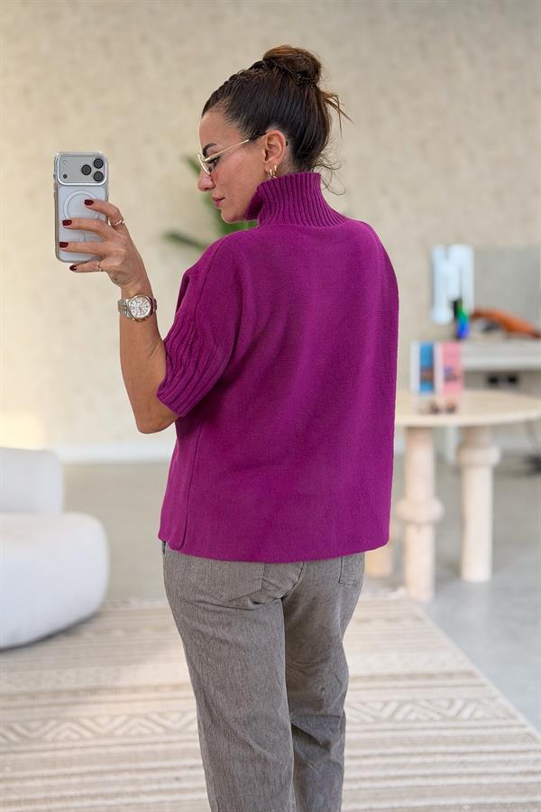 Yarım Kol Dik Yaka Triko Siklemen Renk