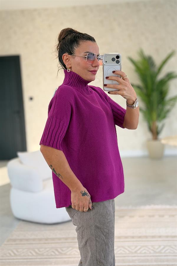 Yarım Kol Dik Yaka Triko Siklemen Renk