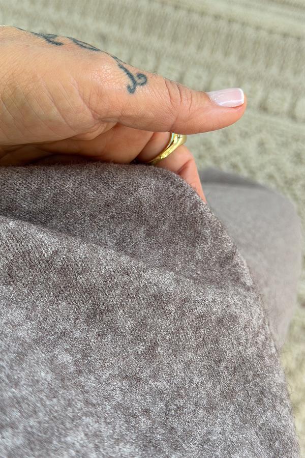 Yarım Kol Dik Yaka Triko Vizon Renk