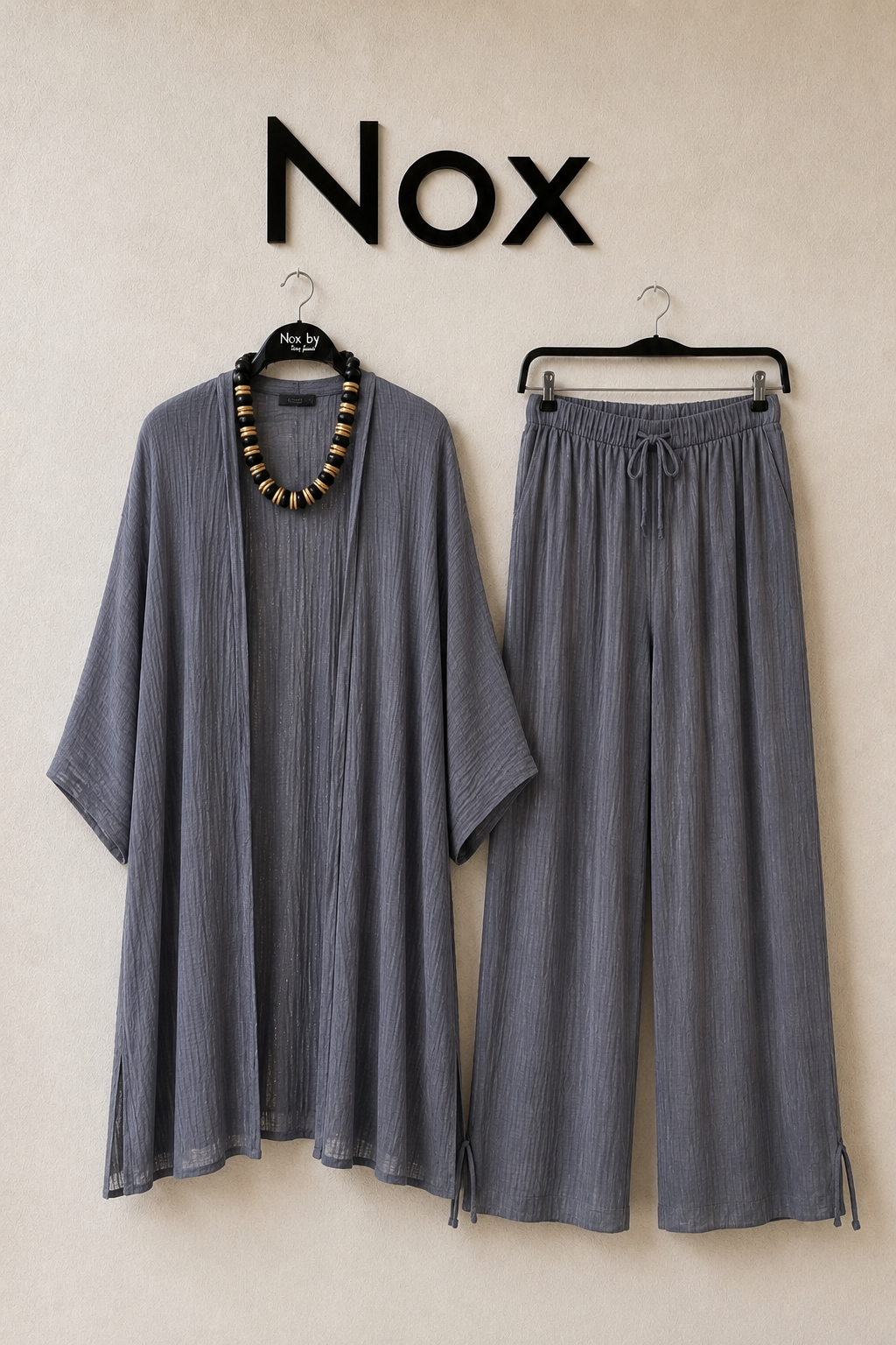 Krinkıl uzun kimono-gri 