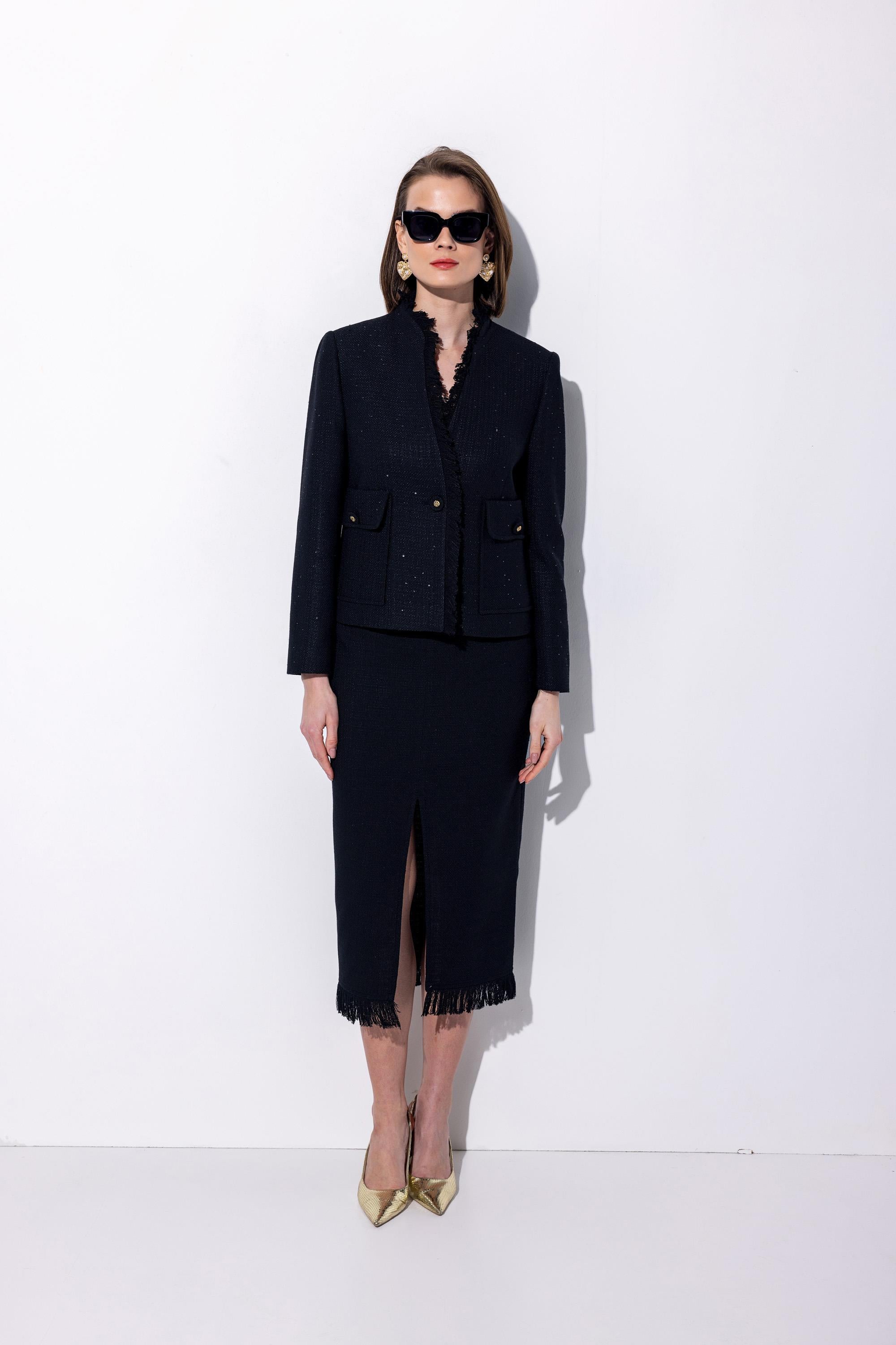 Midi Boy Yırtmaçlı Etek