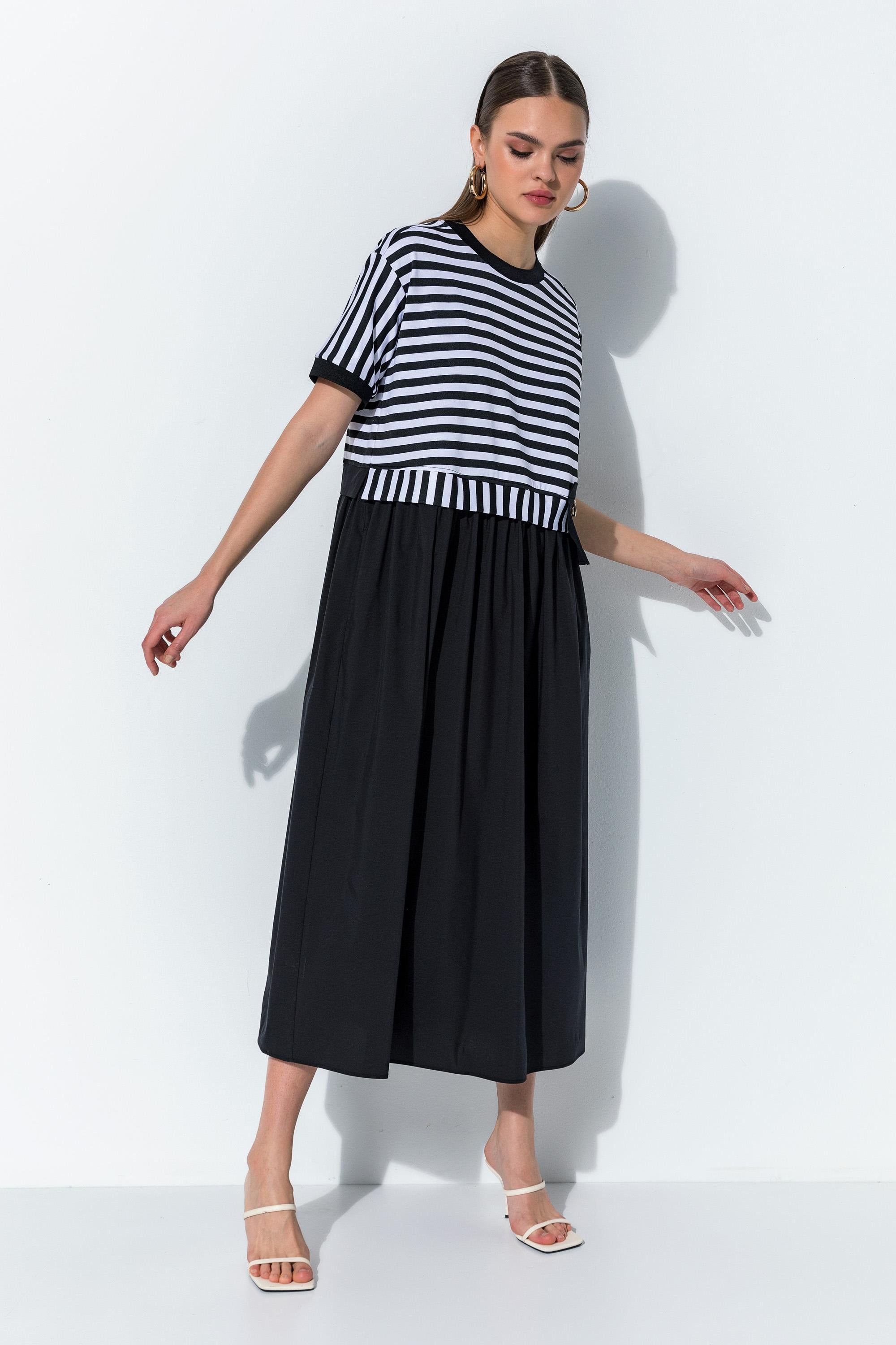 Çizgili Midi Boy Elbise