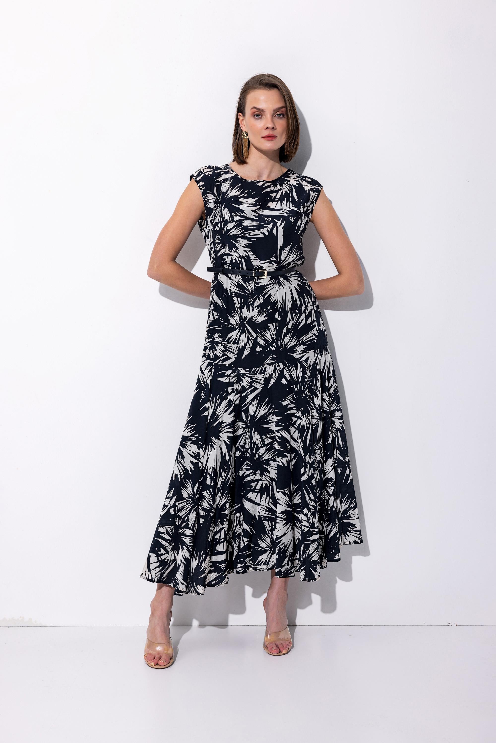 Kendinden Kemerli Maxi Boy Elbise