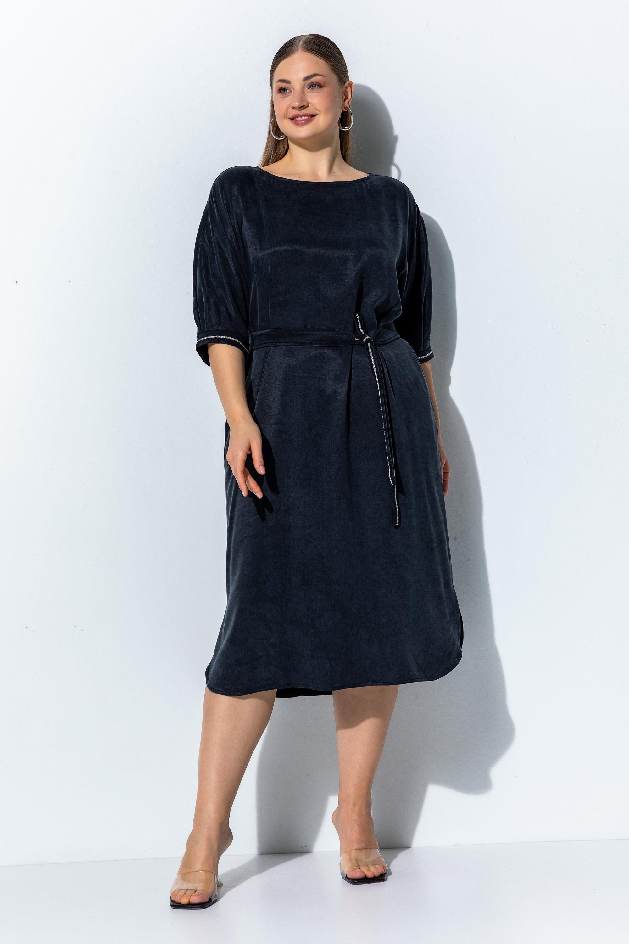 Kendinden Kemerli Midi Boy Elbise