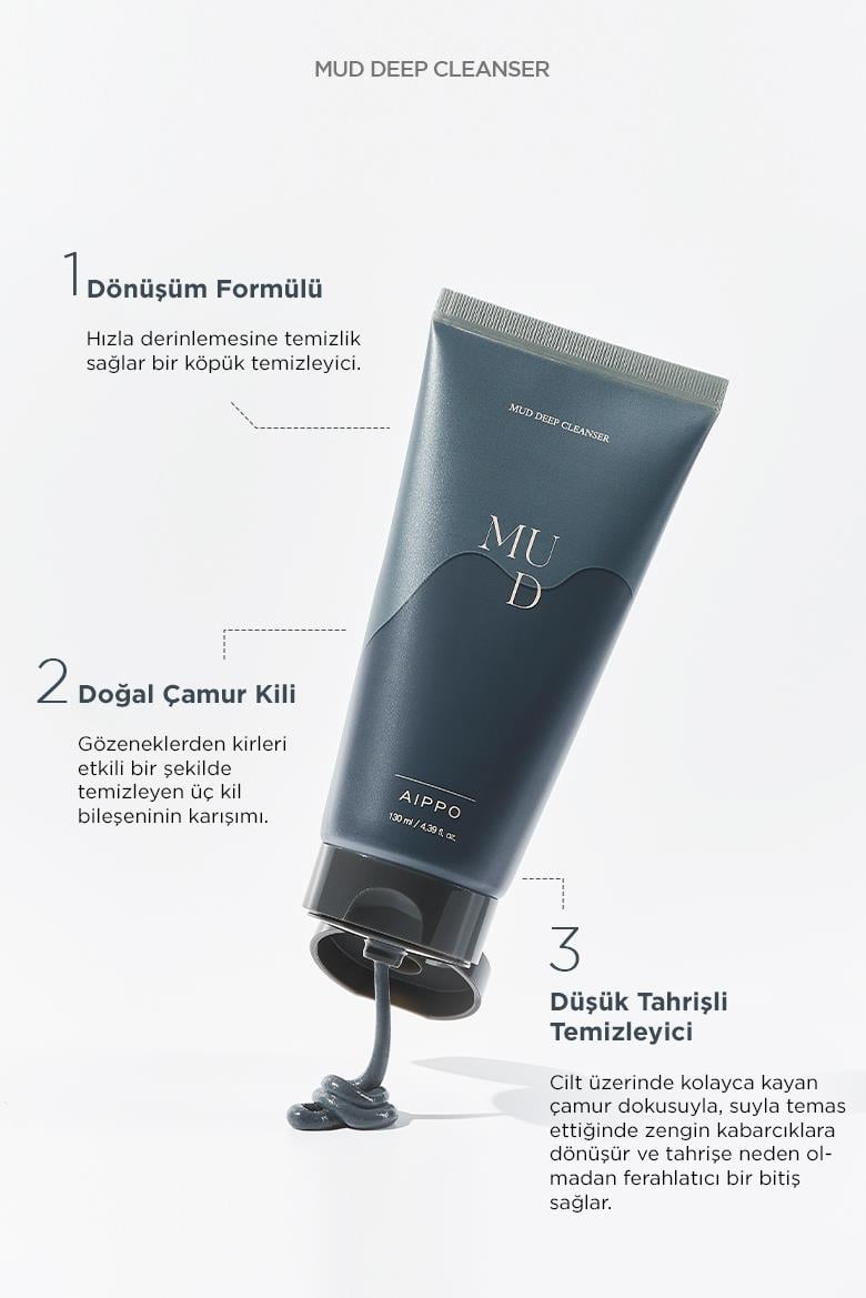 AIPPO Siyah Kil Maskesi ve Köpük Temizleyici (Mud Deep Cleanser) 130 ML