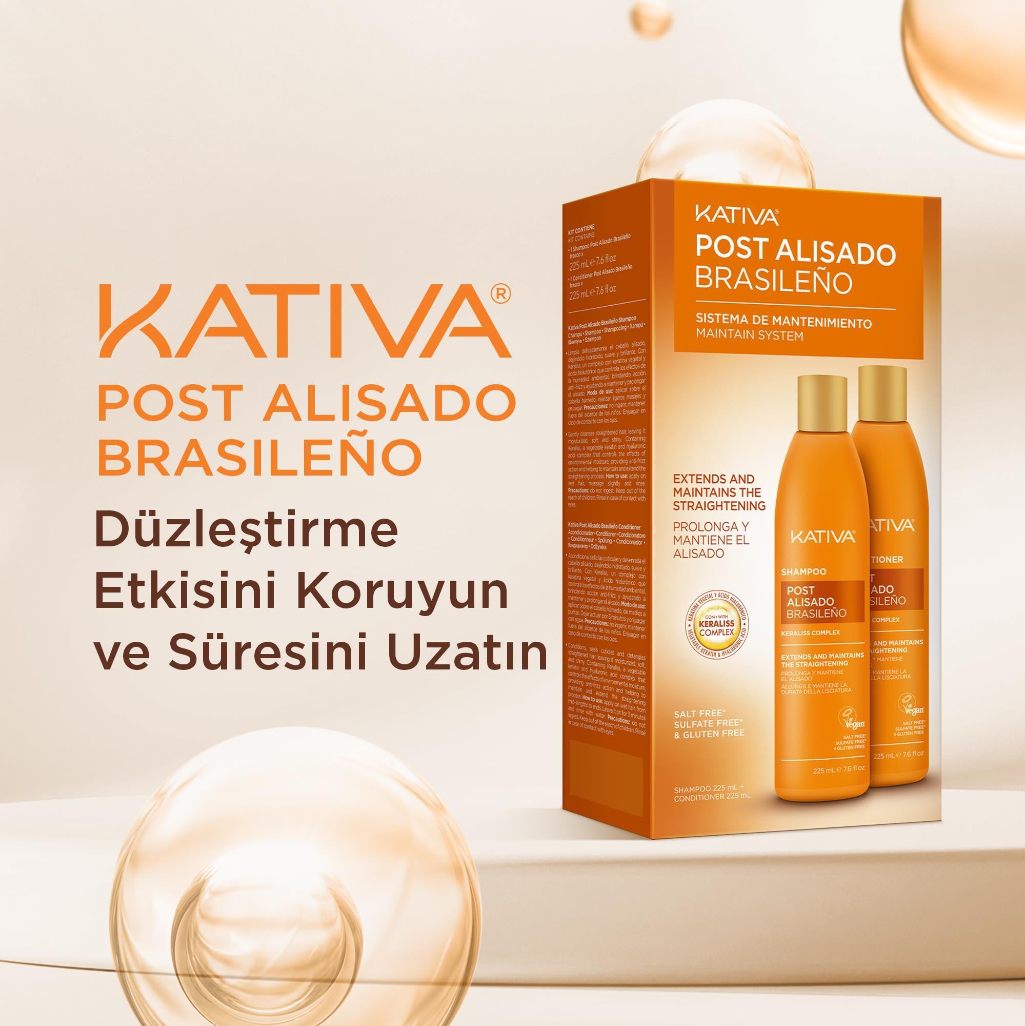 Kativa Saç Düzleştirme Etkili Şampuan ve Saç Kremi 2li Set