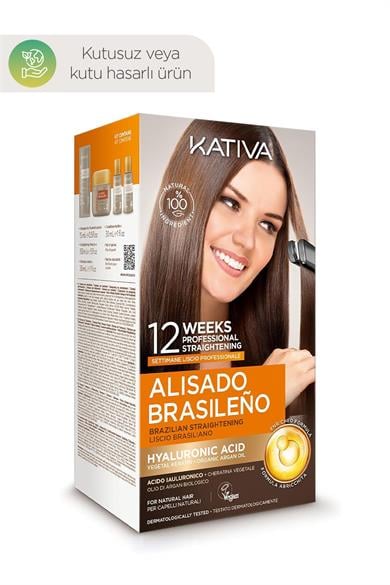 (Ambalaj Hasarlı veya Kutusuz) Kativa Brezilya Fönü - Keratinli Saç Düzleştirme Kiti - Doğal ve Vegan