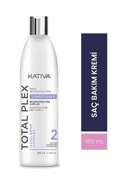 Kativa Total Plex Conditioner 355 mL - Elektriklenme Karşıtı, Yumuşaklık ve Parlaklık Sağlayan Yeniden Yapılandırma Saç Kremi