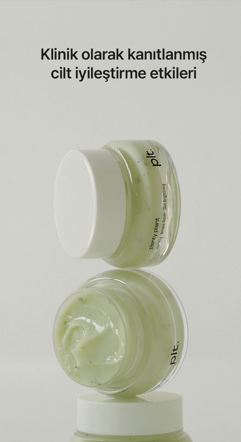 Plenty Plant Melting Leaf Sprout Ginseng Cream açık kavanoz ve çevresine yayılmış krem dokusu