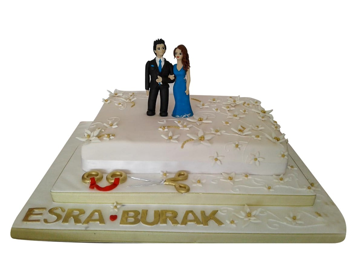 Alyans ve Makas Tasarım Pasta