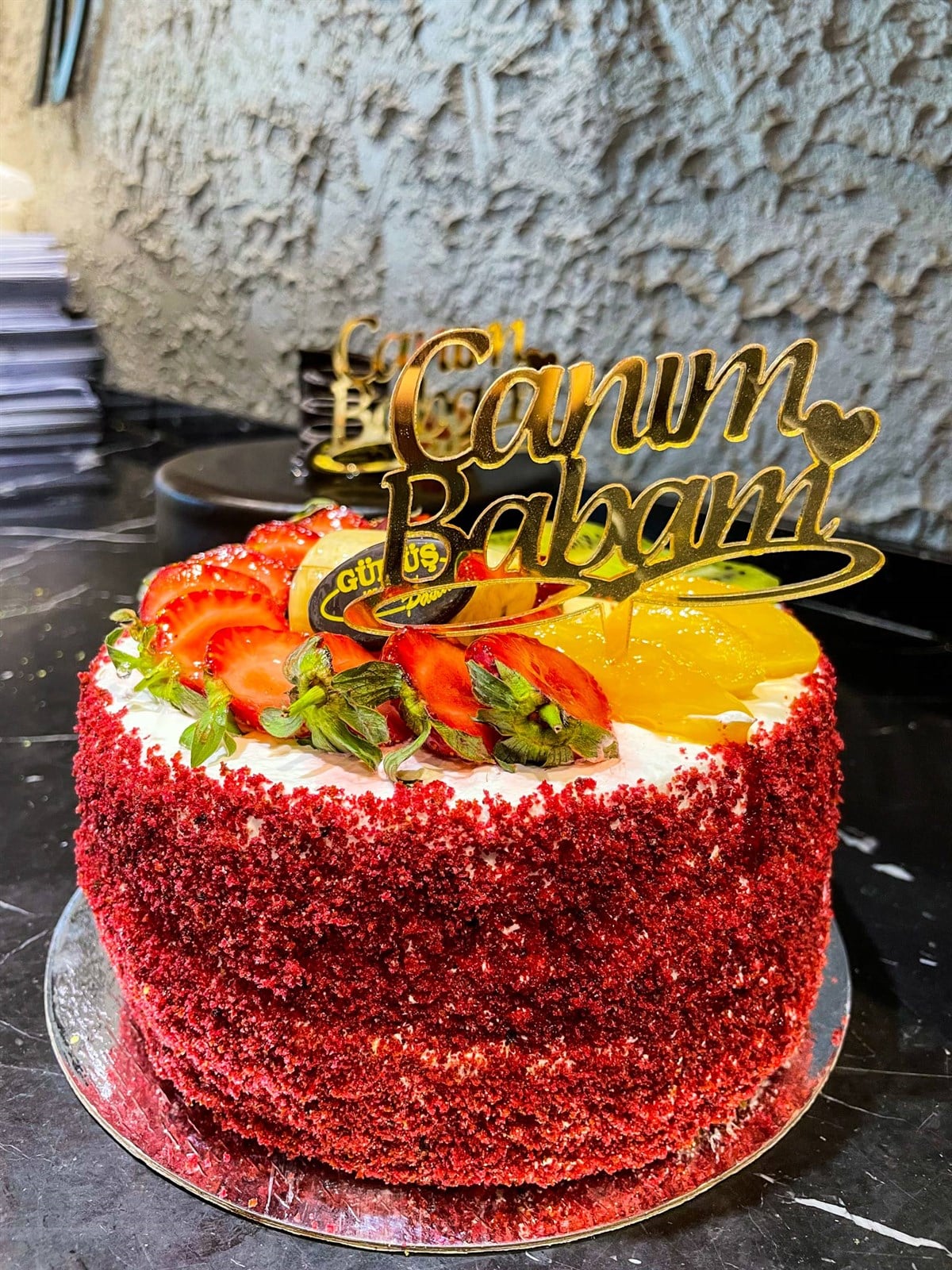Canım Babam Pleksili Mevsim Meyveleri Yaş Pasta