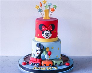 Micky Mouse Tren Sürüyor Tasarım Pasta