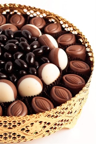 Yaldızlı ve Special Hediyelik Çikolata Aranjmanı (Tepsi ile birlikte) Model 5