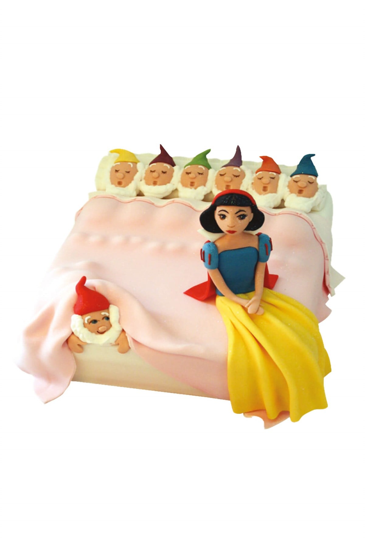 7 Cüceler Uykuda Şeker Hamurlu Tasarım Pasta