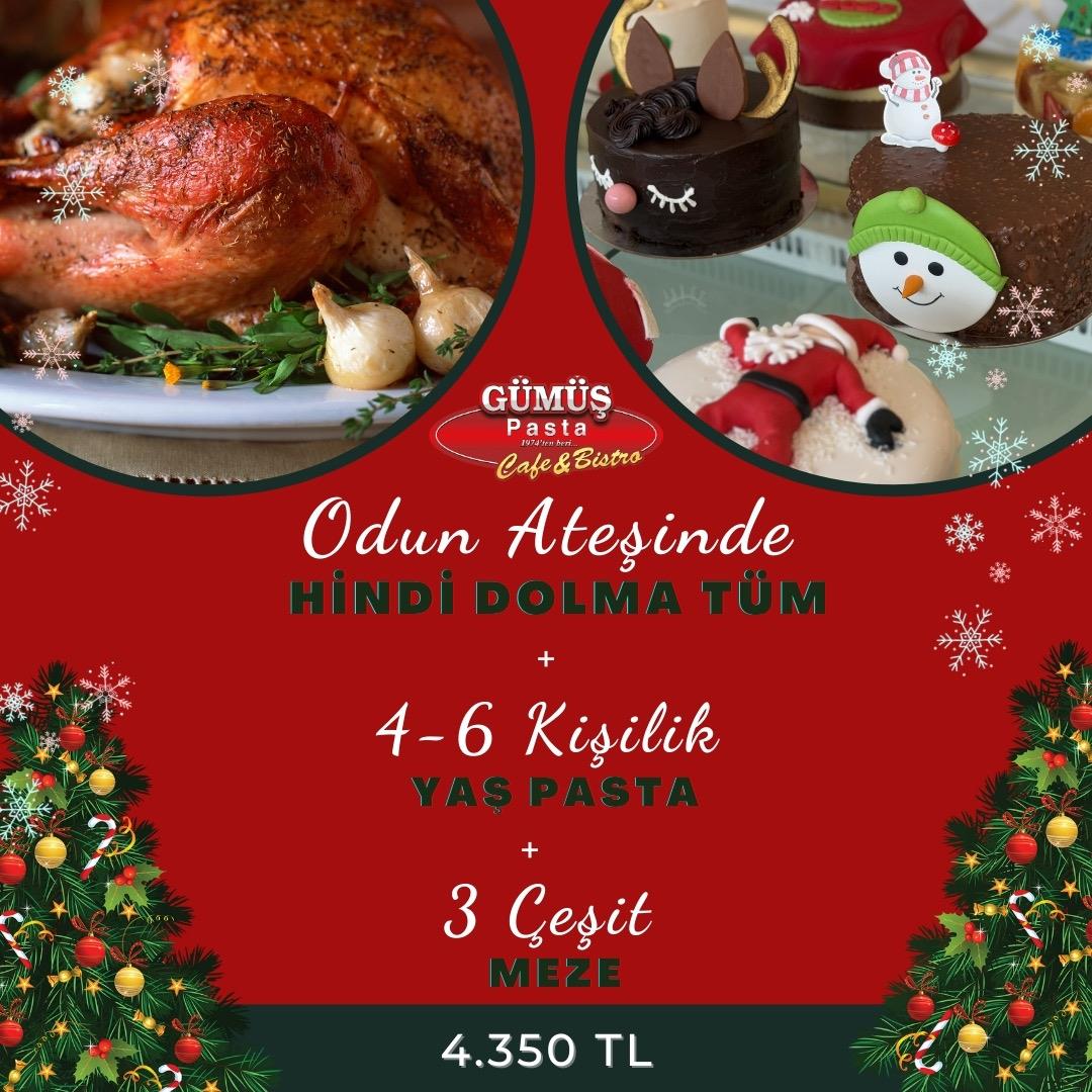 Tüm Hindi Dolma + Yaş Pasta (4-6 Kişilik) + 3 Çeşit Meze (Gel-Al)