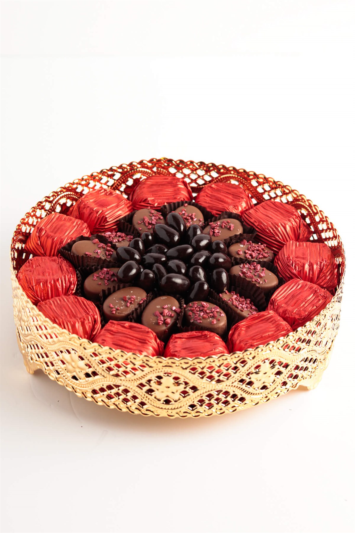 Yaldızlı ve Special Hediyelik Çikolata Aranjmanı (Tepsi ile birlikte) Model 6