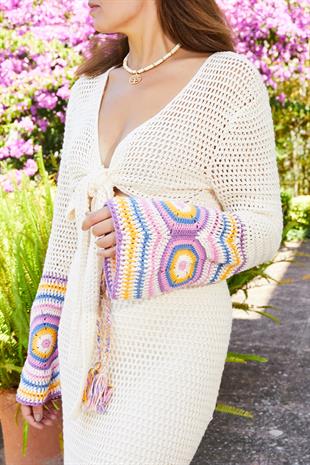 ACR Craft Studio Ekru Desenli Örgü Büstiyer