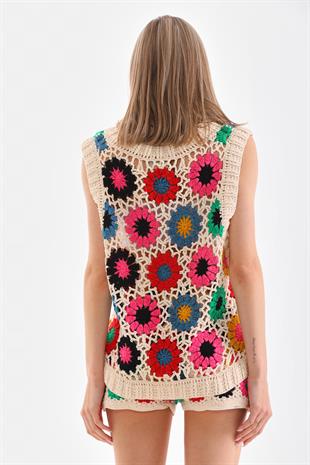 ACR Craft Studio Renkli Örgü Şort - Bluz Takım