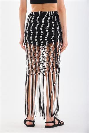 ACR Craft Studio Siyah Beyaz Makrome Pareo