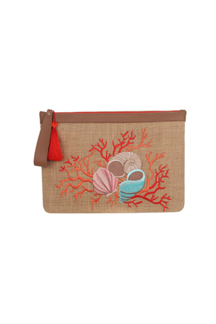 Eynaco Coral Red Clutch Bag