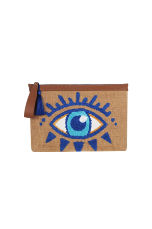 Eynaco Punch Evil Eye Blue Clutch Bag