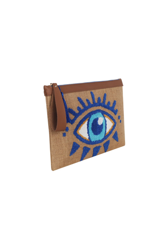 Eynaco Punch Evil Eye Blue Clutch Bag