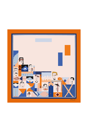 Galene Human Tetris Wave İpek Şal Eşarp