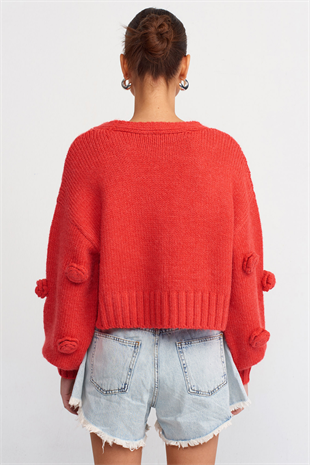 Rose Cardigan Red