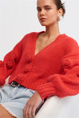 Rose Cardigan Red
