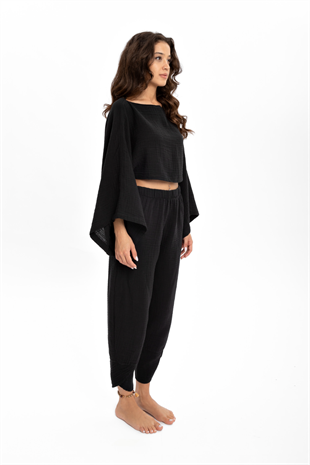 Husufi Black Crop Top